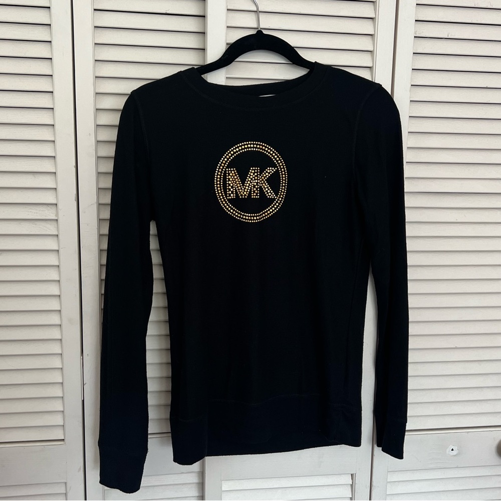 Michael Kors Studded Logo Black Long Sleeve